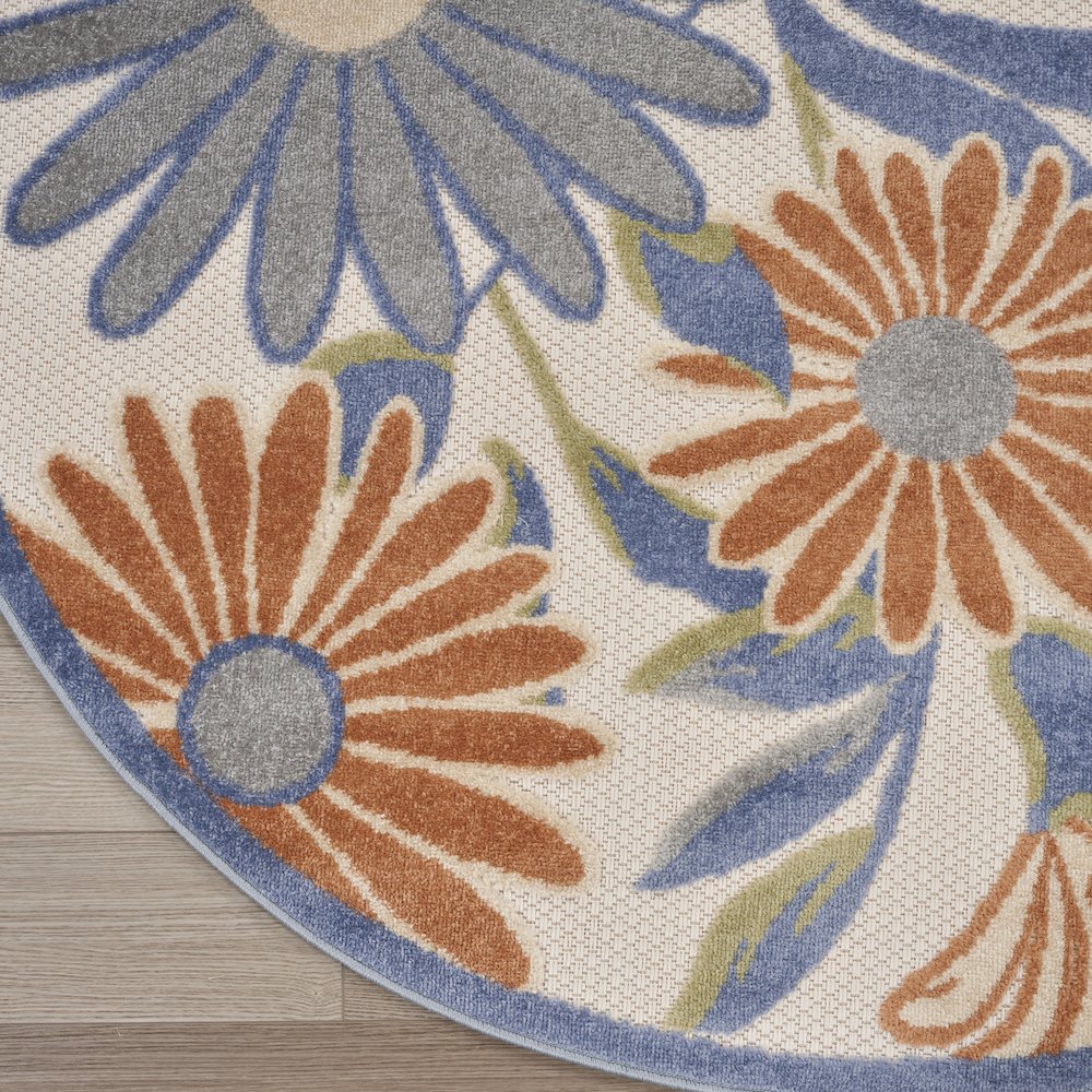 Aloha 5'3" x Round Beige Multicolor Contemporary Rug. Picture 4