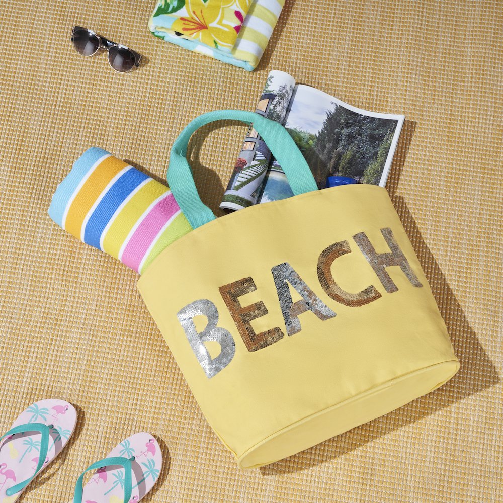 Handbags & Crossbody Sequin Beach, Yellow. Picture 8