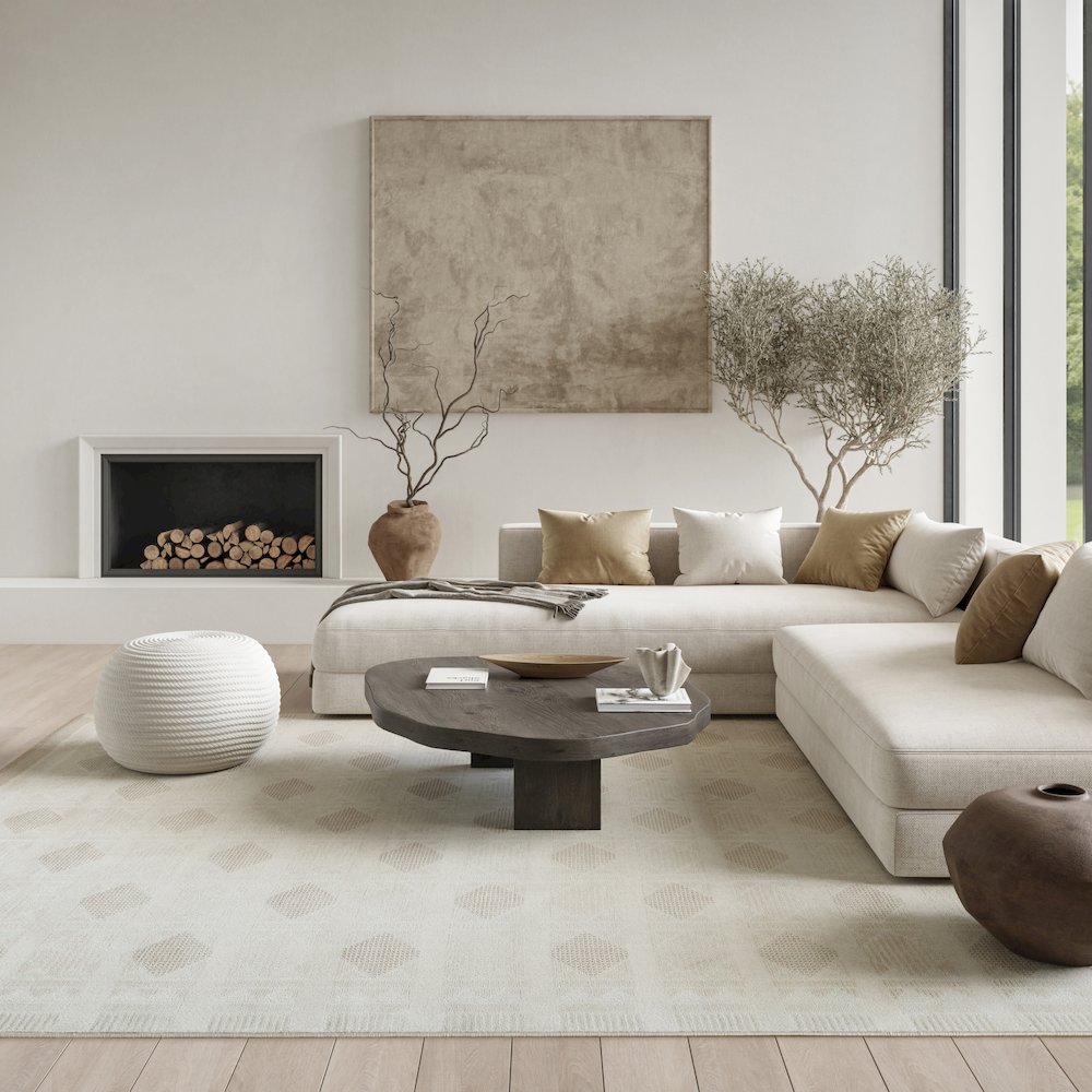 Nordic 8' x 10' Ivory Beige Modern Indoor Rug. Picture 8