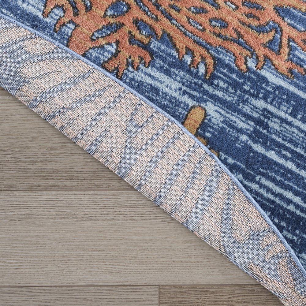 Pompeii 5'3" x Round Blue Multicolor Coastal, Nautical & Beach Indoor Rug. Picture 3