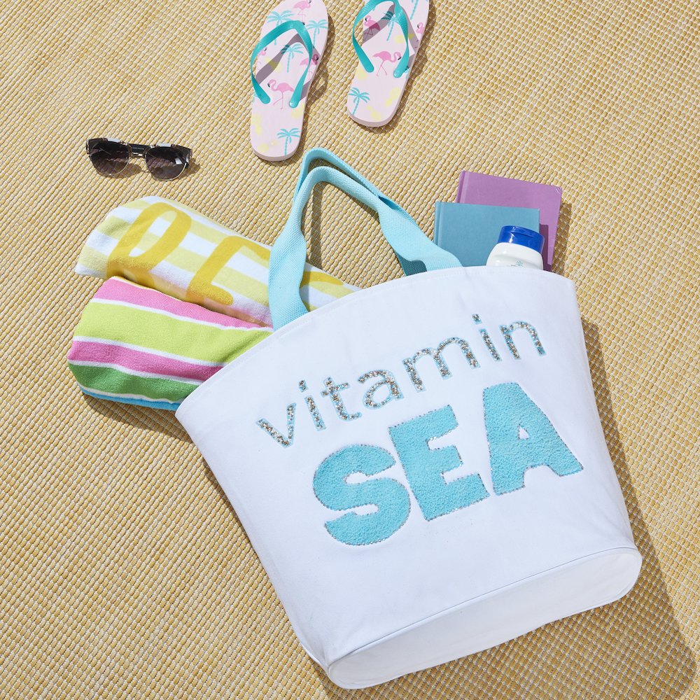 Handbags & Crossbody Vitamin Sea Beach Tote Bag, White. Picture 8