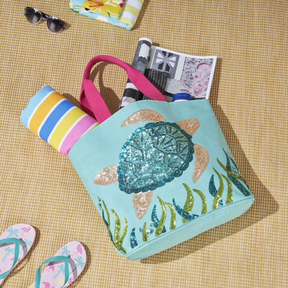 Handbags & Crossbody Sequin Sea Turtle, Turquoise. Picture 8