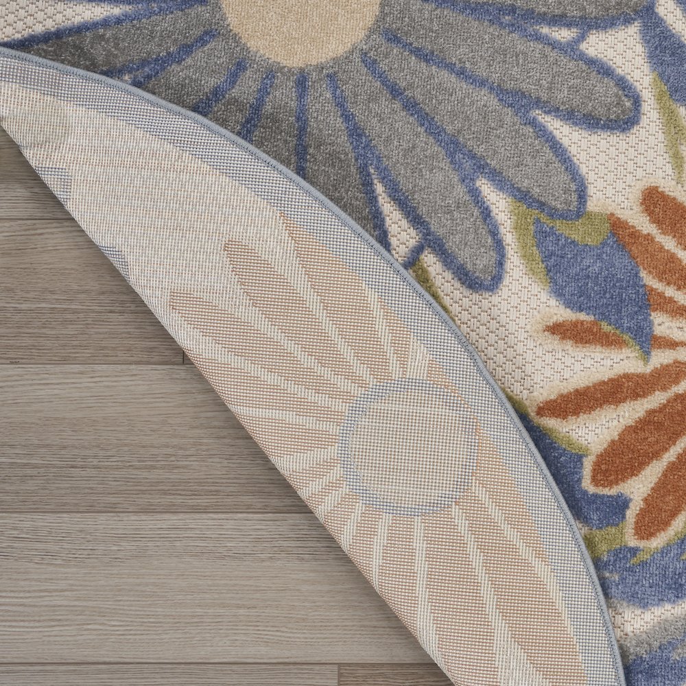 Aloha 5'3" x Round Beige Multicolor Contemporary Rug. Picture 3