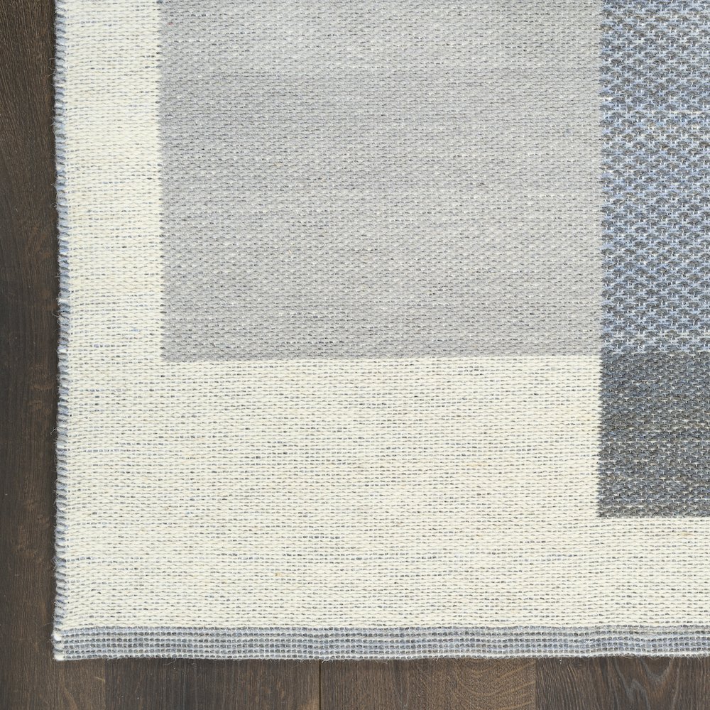 Copenhagen 8' x 10' Flatwoven Wool Ivory Blue Mid-Century Modern Indoor Rug. Picture 4