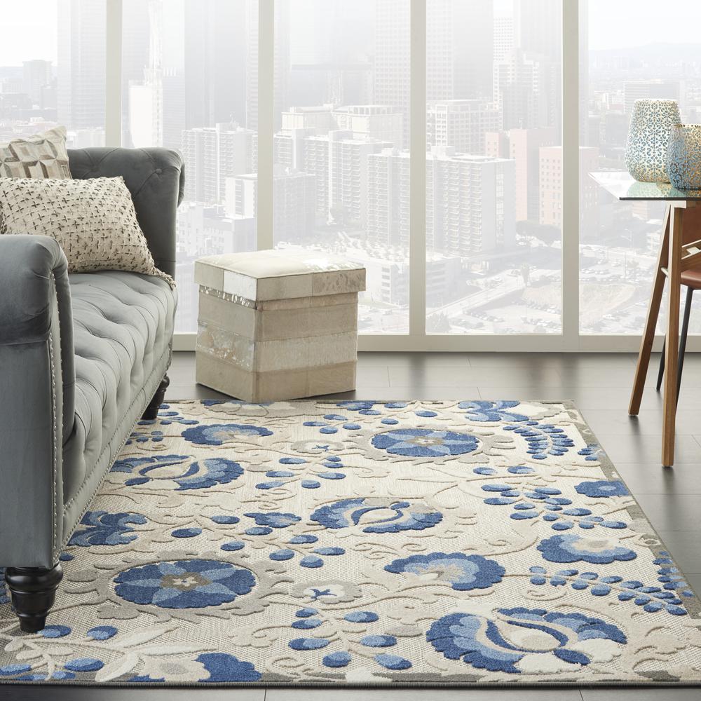 Aloha Area Rug, Natural/Blue, 6' x 9'. Picture 4