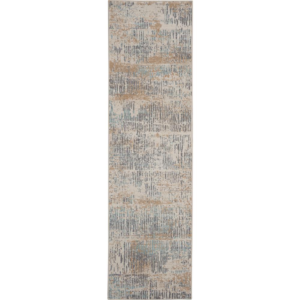 MA90 Uptown Area Rug, Beige/Aqua, 2'2" x 7'6". Picture 1