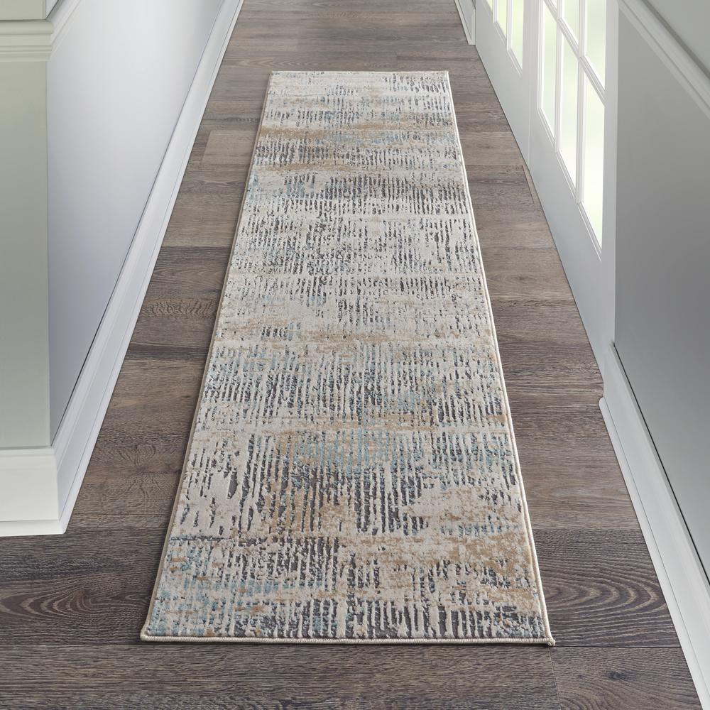 MA90 Uptown Area Rug, Beige/Aqua, 2'2" x 7'6". Picture 4