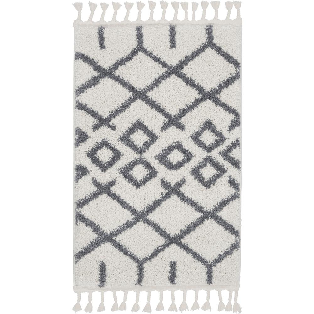 Moroccan Shag Area Rug, White, 2'2" x 4'. Picture 1