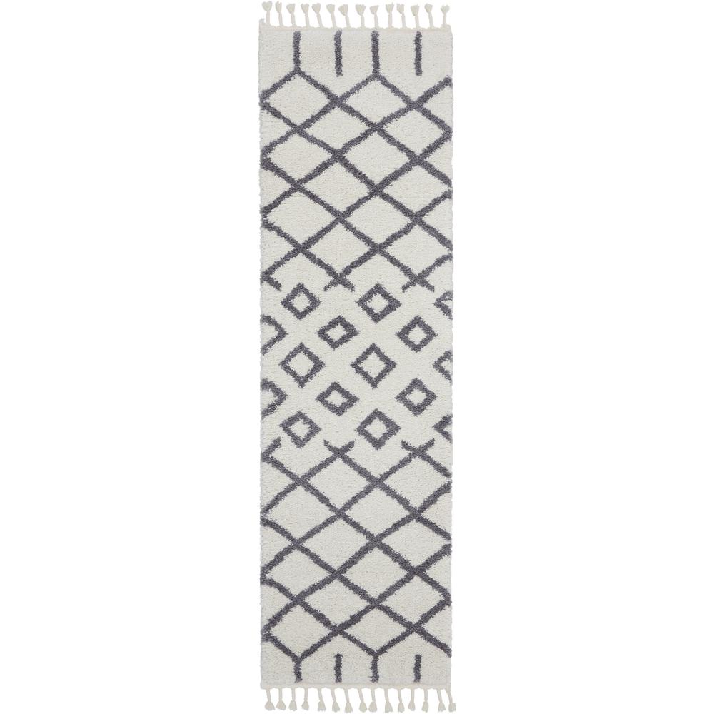 Moroccan Shag Area Rug, White, 2'2" x 8'1". Picture 1