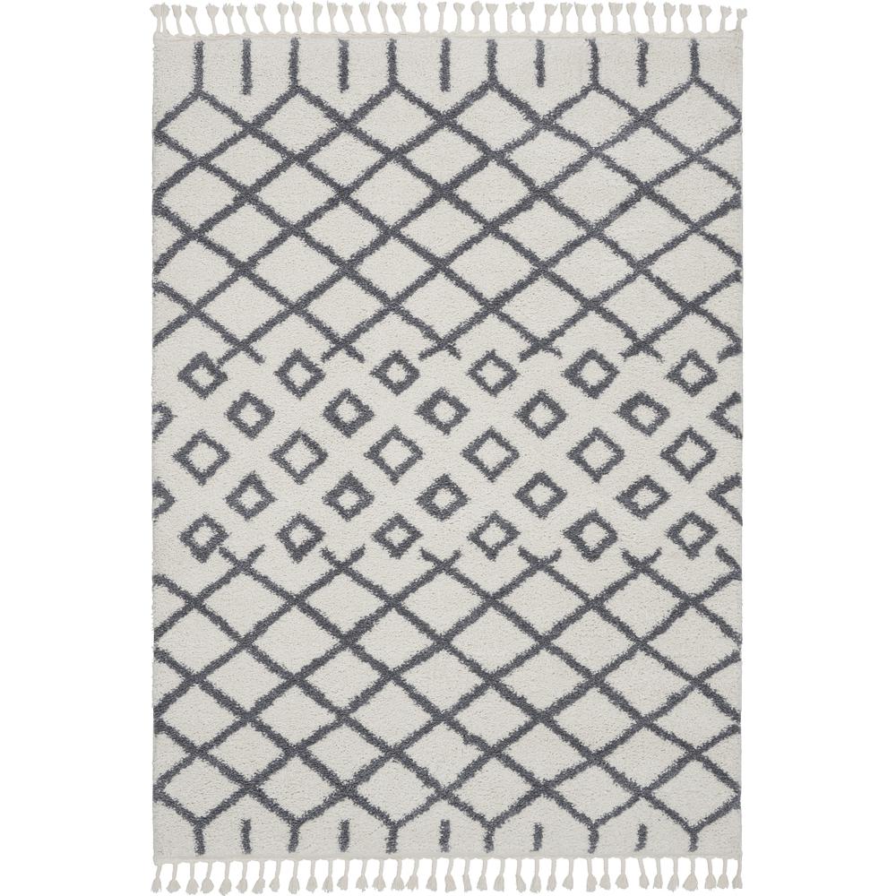 Moroccan Shag Area Rug, White, 5'3" x 7'11". Picture 1