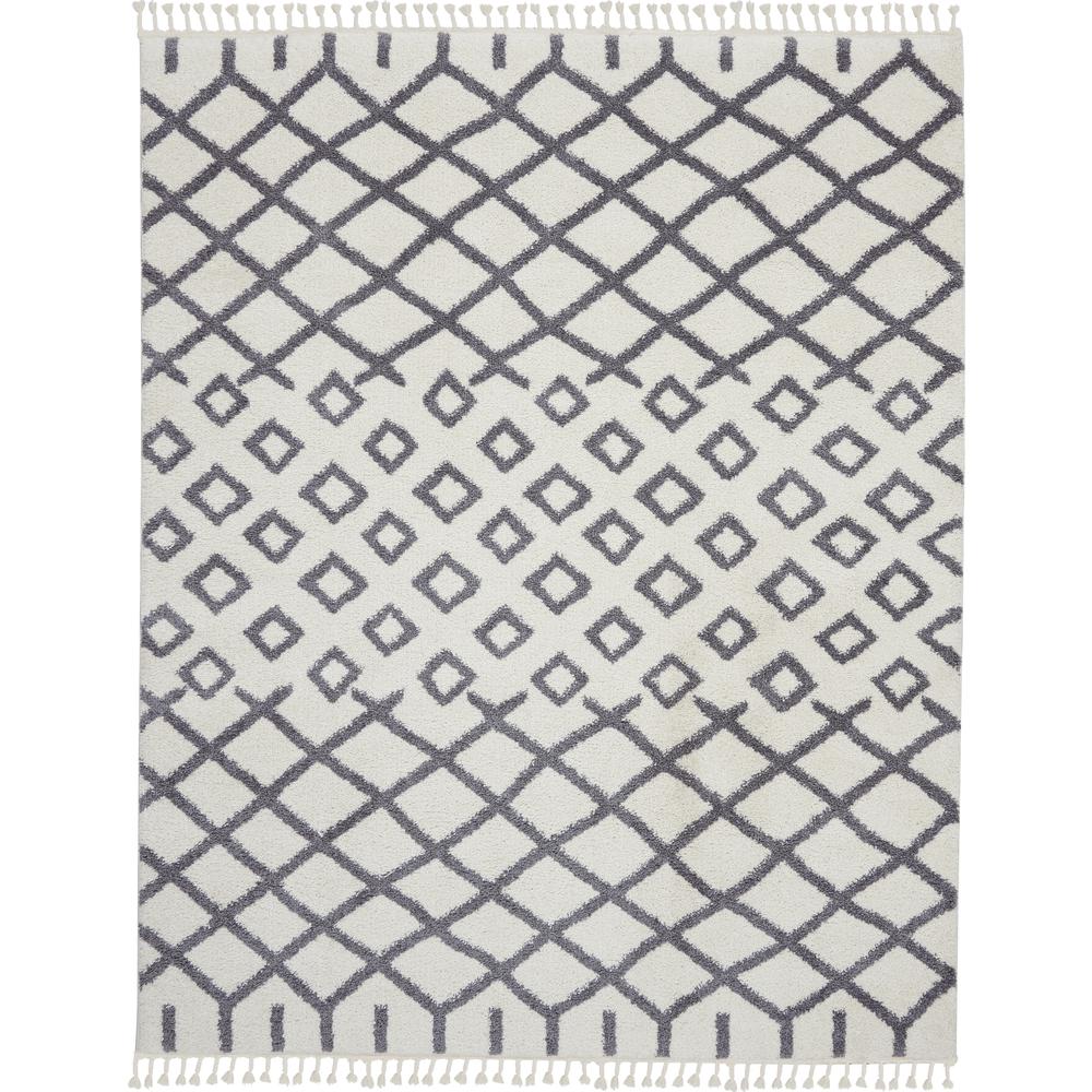 Moroccan Shag Area Rug, White, 7'10" x 10'6". Picture 1