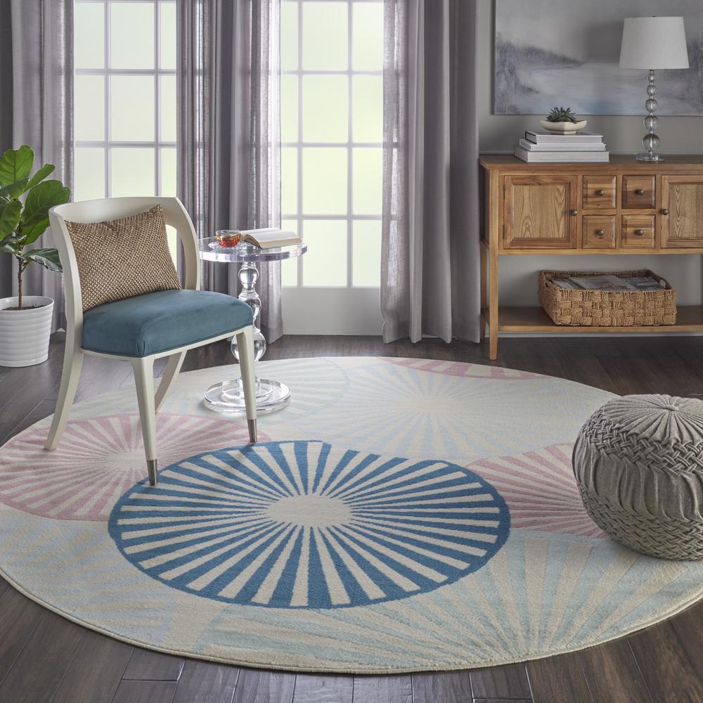 GRF20 Grafix Ivory/Multi Area Rug- 8' x ROUND. Picture 2