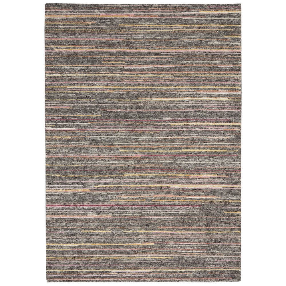 Nourison Plateau Area Rug, Grey/Flame, 5'3" x 7'3", PAE01. Picture 1