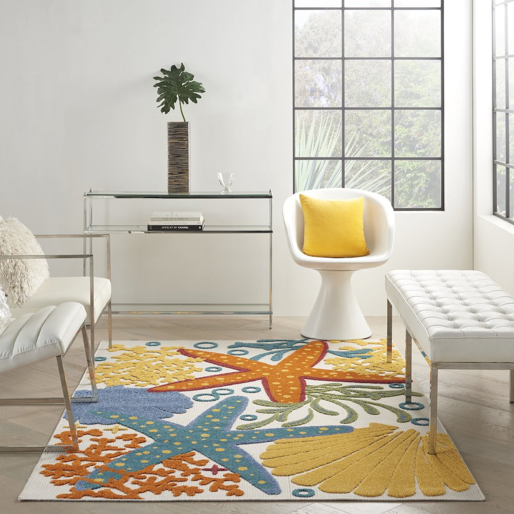 Coastal, Nautical & Beach Rectangle Area Rug, 6' x 9'. Picture 10