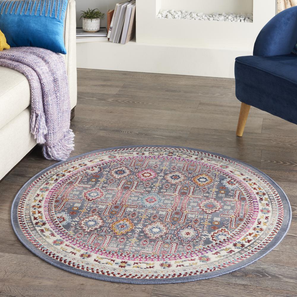 Bohemian Round Area Rug, 4' x Round. Picture 2