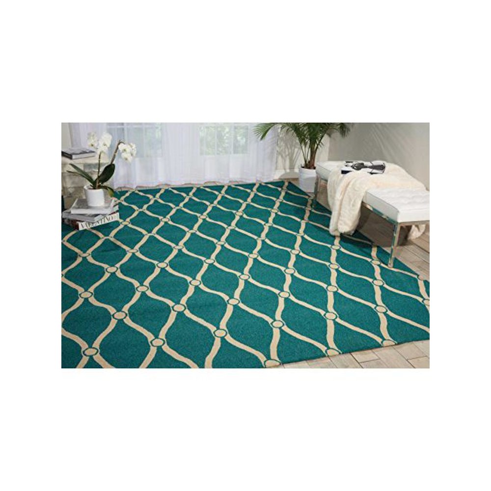Portico Aqua Indoor/Outdoor Area Rug. Picture 1