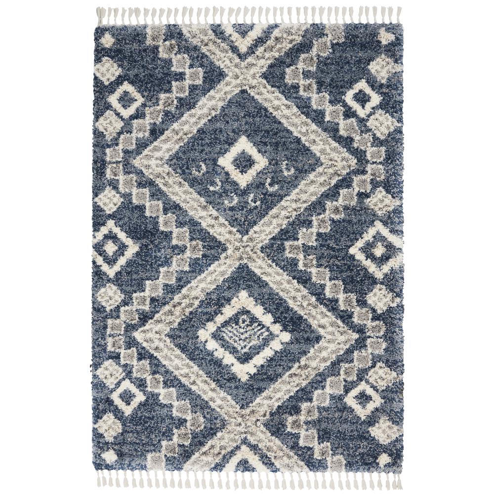 Scandinavian Shag Area Rug, Denim Blue, 4' x 6'. Picture 1