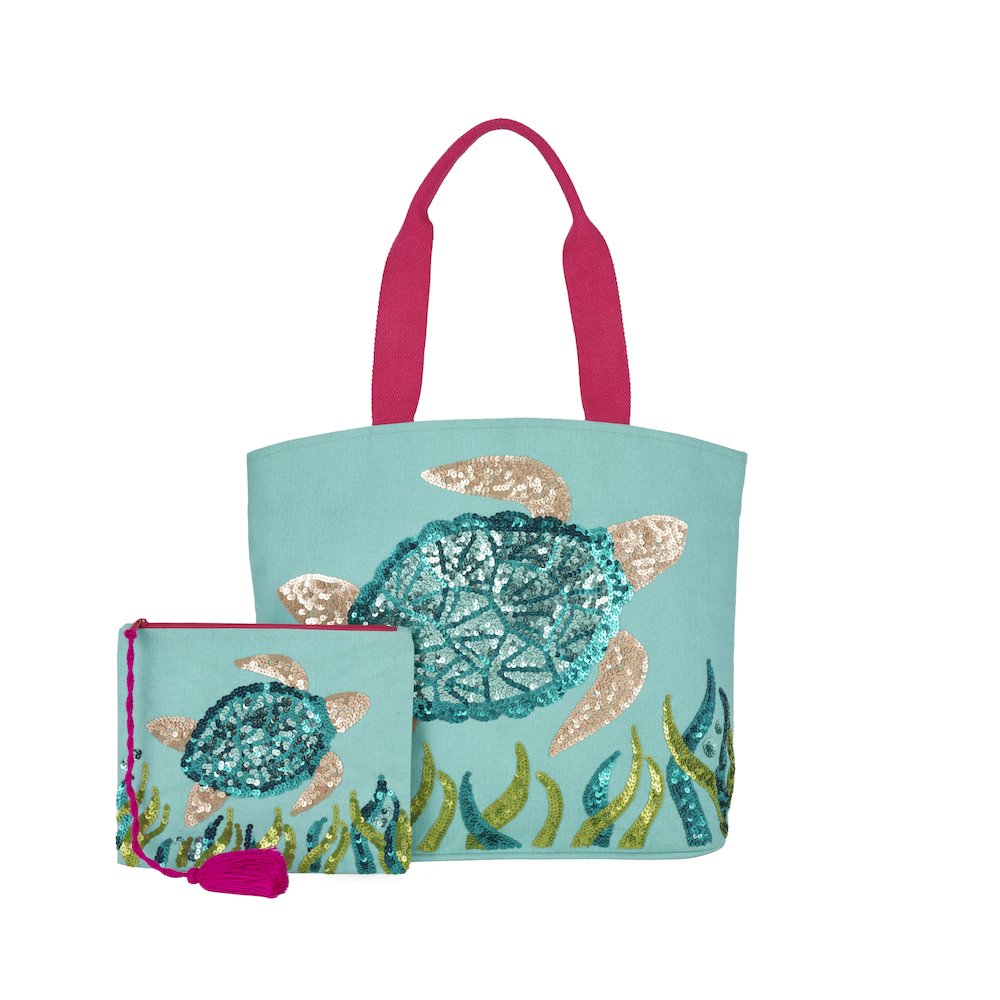 Handbags & Crossbody Sequin Sea Turtle, Turquoise. Picture 2