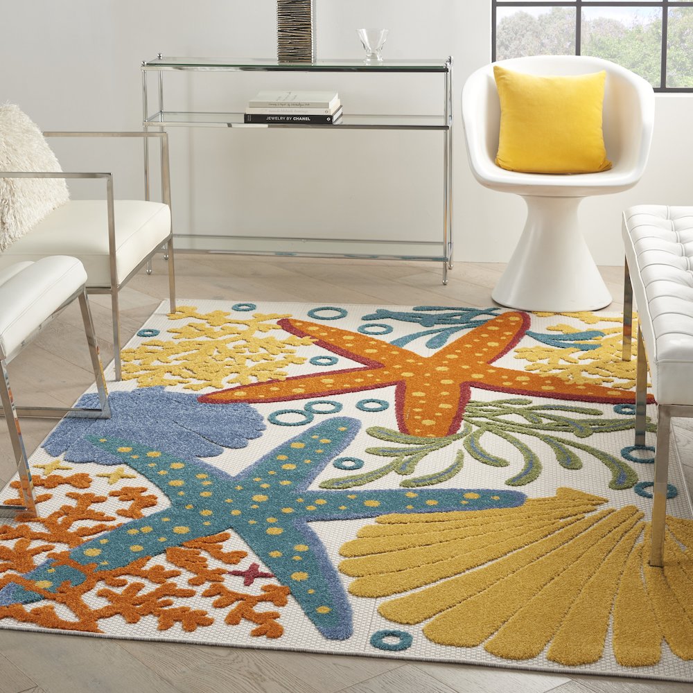 Coastal, Nautical & Beach Rectangle Area Rug, 6' x 9'. Picture 11