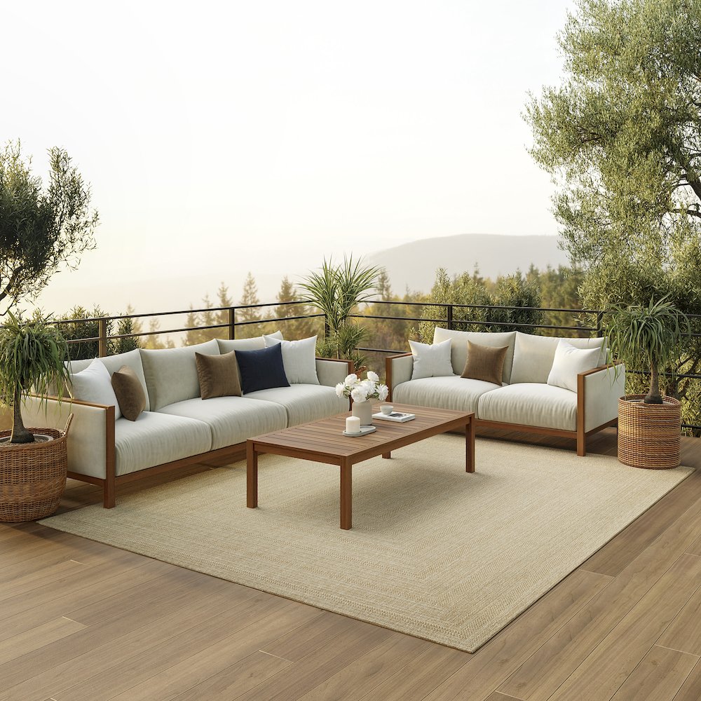 Tulum 9' x 12' Taupe Ivory Outdoor Rug. Picture 8