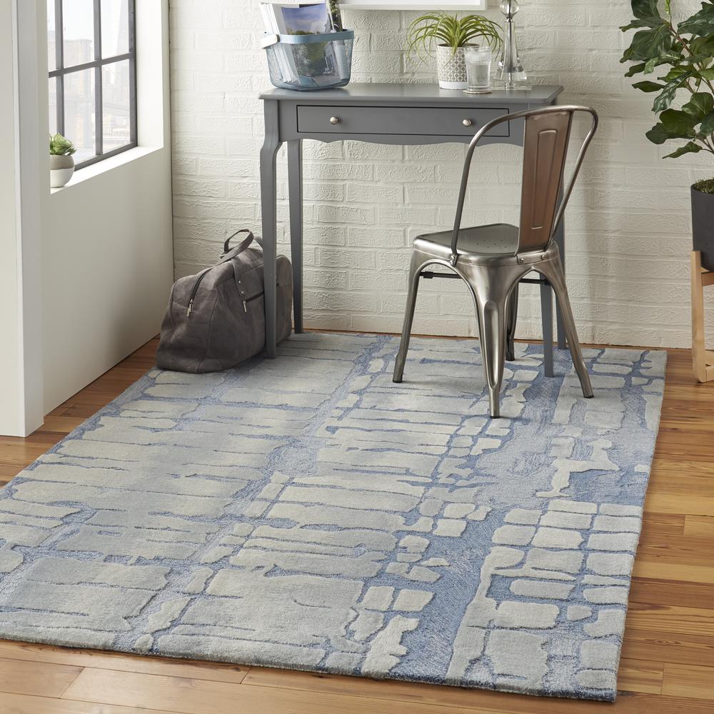 Symmetry Area Rug, Blue/Grey, 5'3" X 7'9". Picture 9