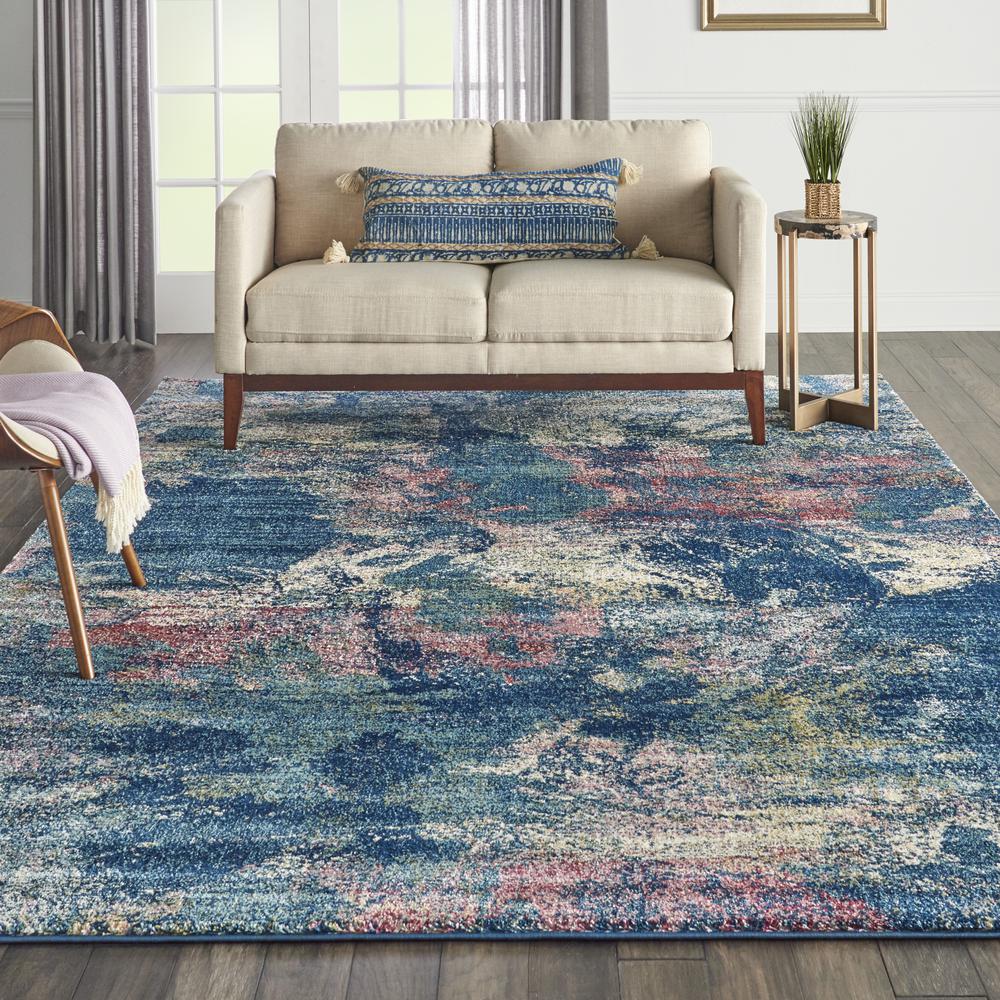 Fusion Area Rug, Blue Multicolor, 7'10" x 10'6". Picture 4