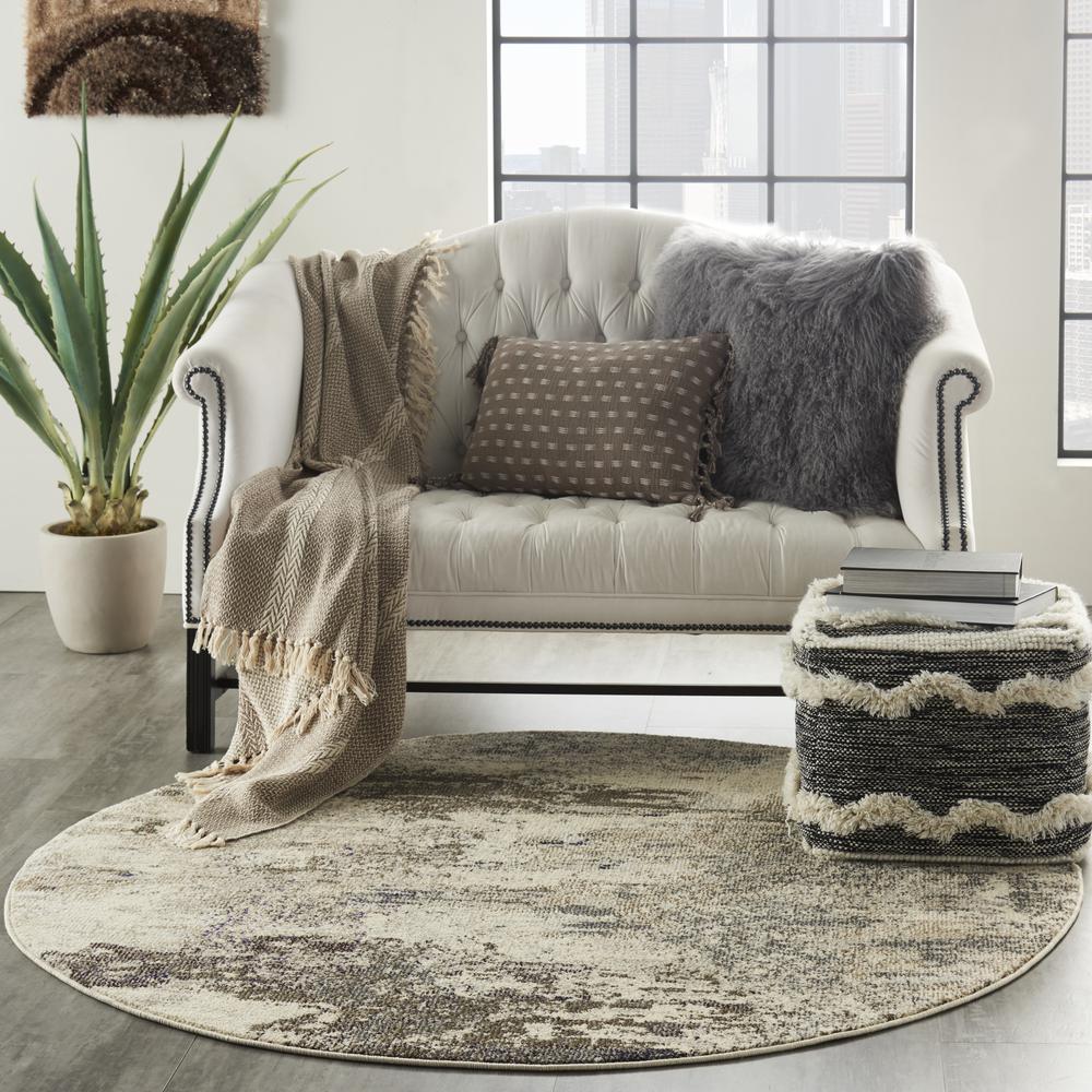 CES02 Celestial Ivory/Grey Area Rug- 7'10" x ROUND. Picture 9