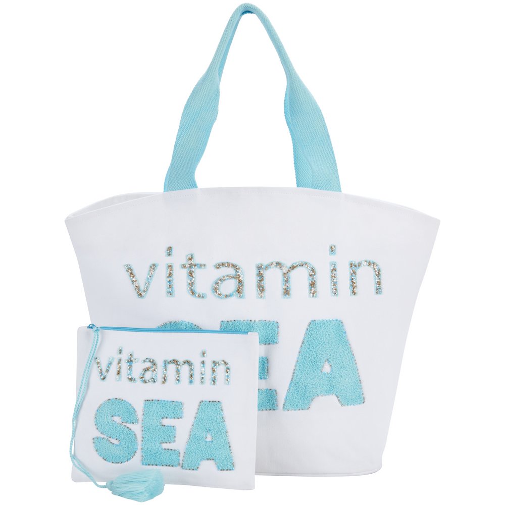 Handbags & Crossbody Vitamin Sea Beach Tote Bag, White. Picture 3