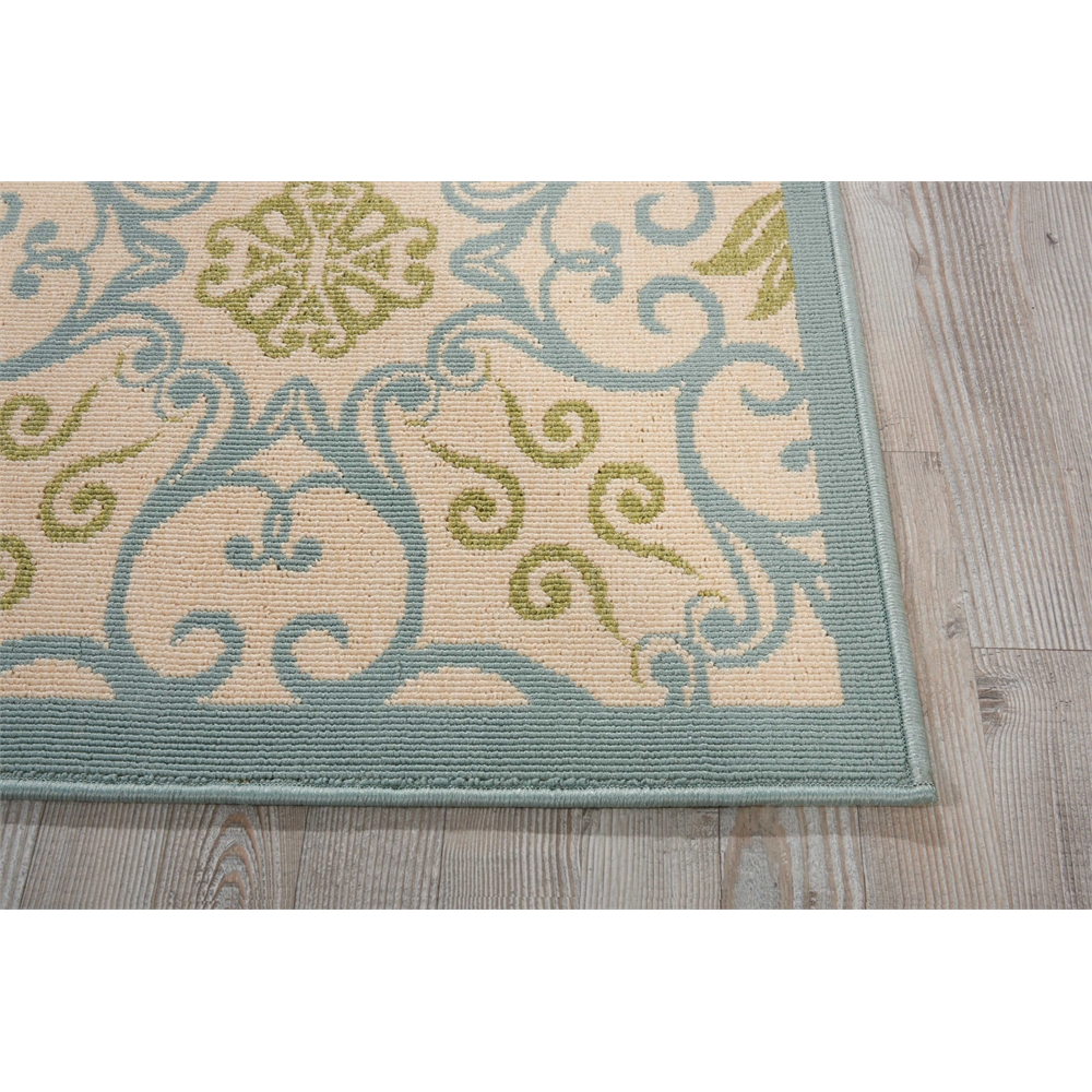 Nourison Caribbean Ivory Blue Indoor/Outdoor Area Rug. Picture 3