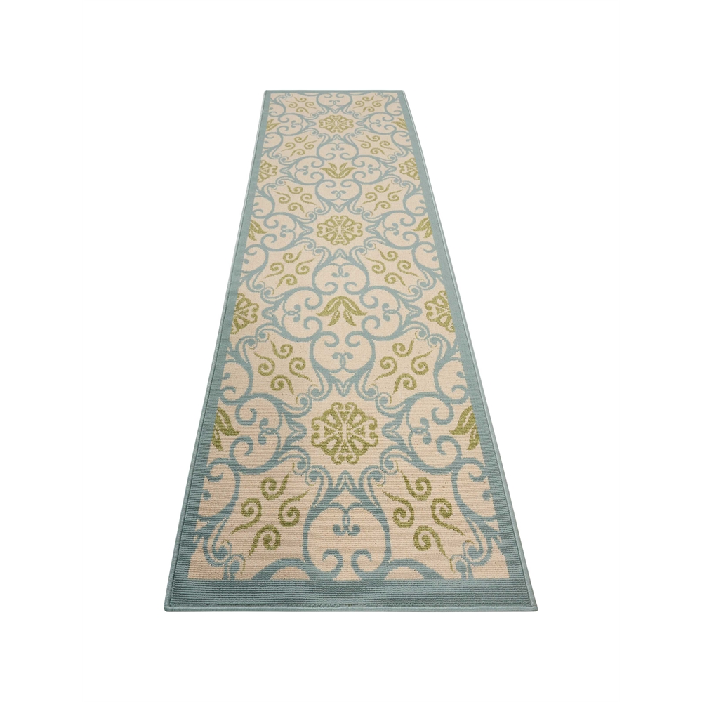 Nourison Caribbean Ivory Blue Indoor/Outdoor Area Rug. Picture 5