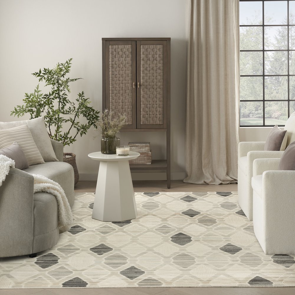 Serenity Home 9' x 12' Beige Grey Modern Indoor Rug. Picture 9