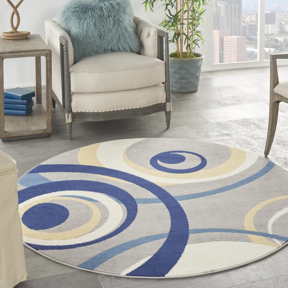 Mid-Century Modern Round Area Rug, 5' x Round. Picture 2