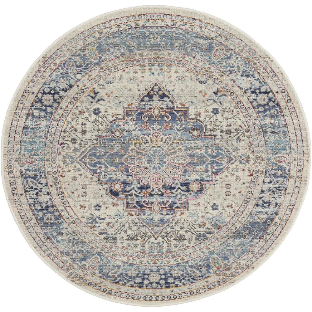 Vintage Round Area Rug, 4' x Round. Picture 1