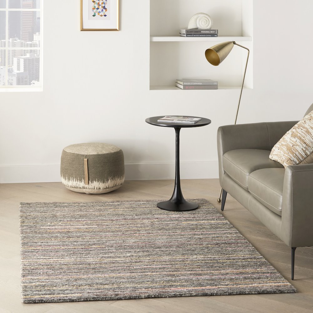 Nourison Plateau Area Rug, Grey/Flame, 5'3" x 7'3", PAE01. Picture 9