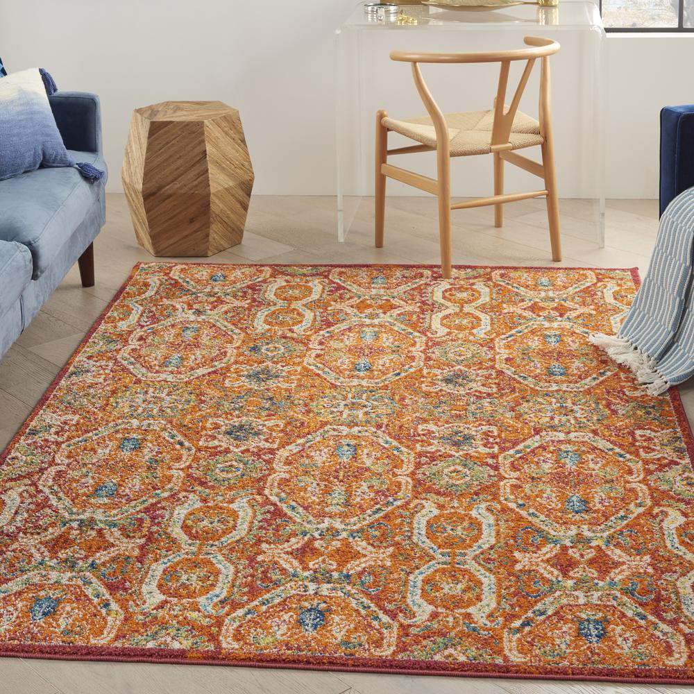 ALR05 Allur Red Multicolor Area Rug- 5'3" x 7'3". Picture 2