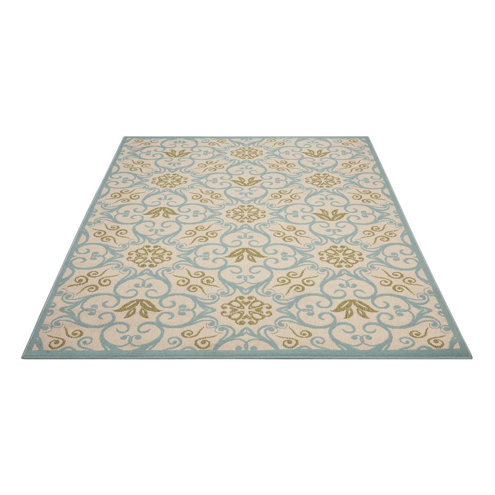 Nourison Caribbean Ivory Blue Indoor/Outdoor Area Rug. Picture 3