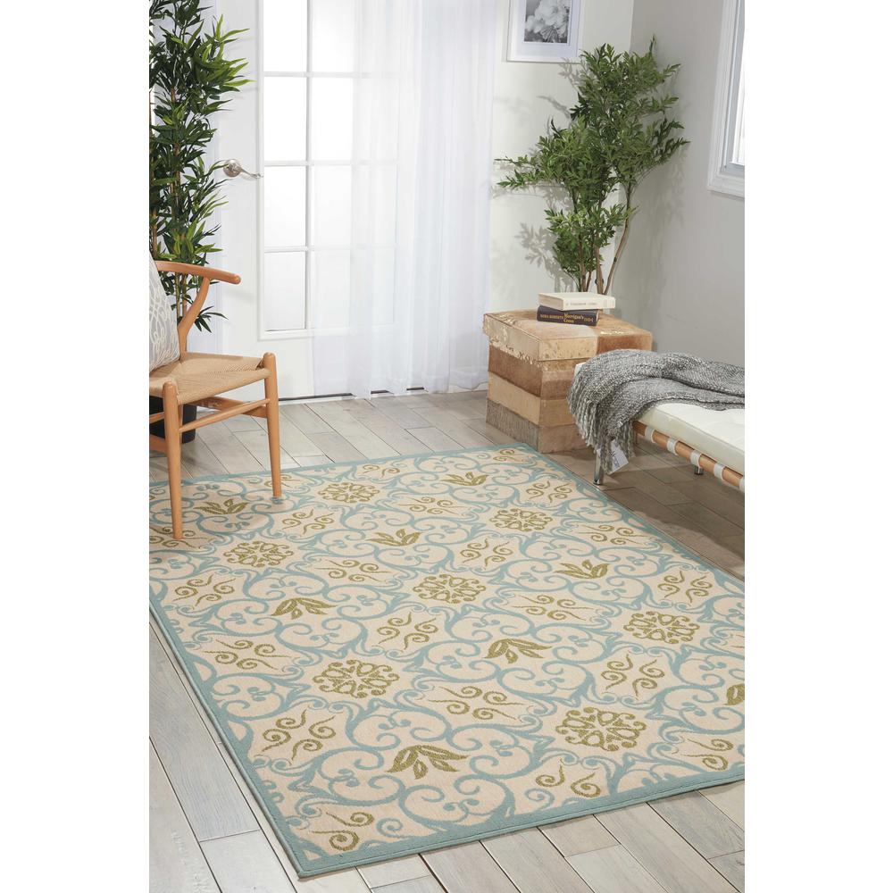 Nourison Caribbean Ivory Blue Indoor/Outdoor Area Rug. Picture 2