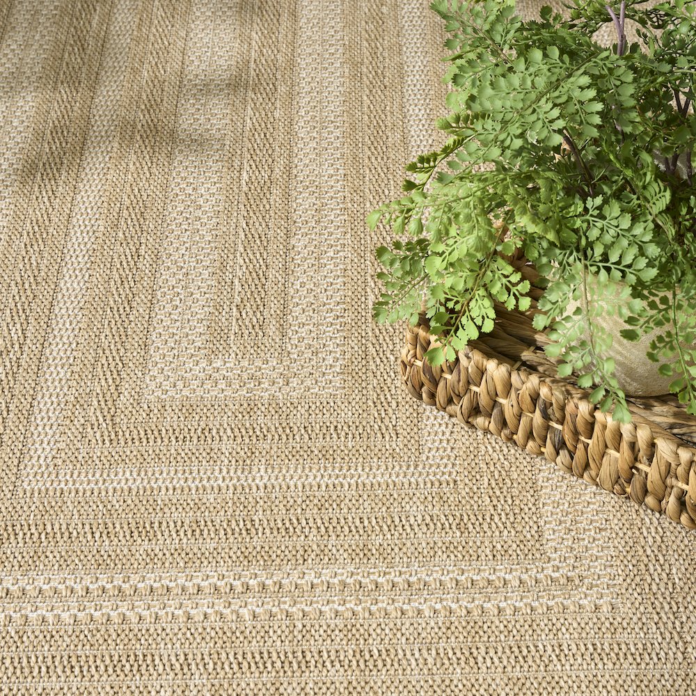 Tulum 9' x 12' Taupe Ivory Outdoor Rug. Picture 9