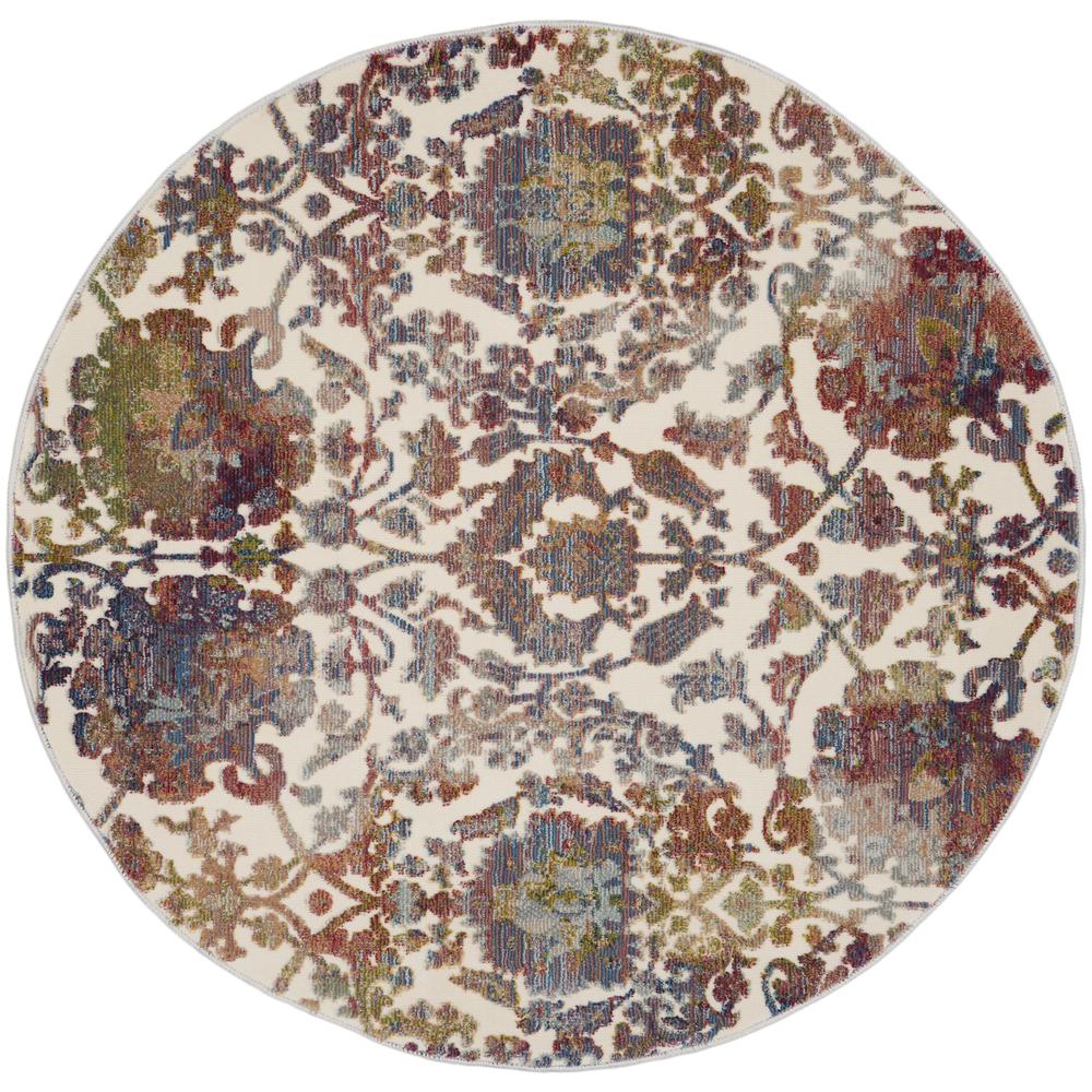 Vintage Round Area Rug, 4' x Round. Picture 1