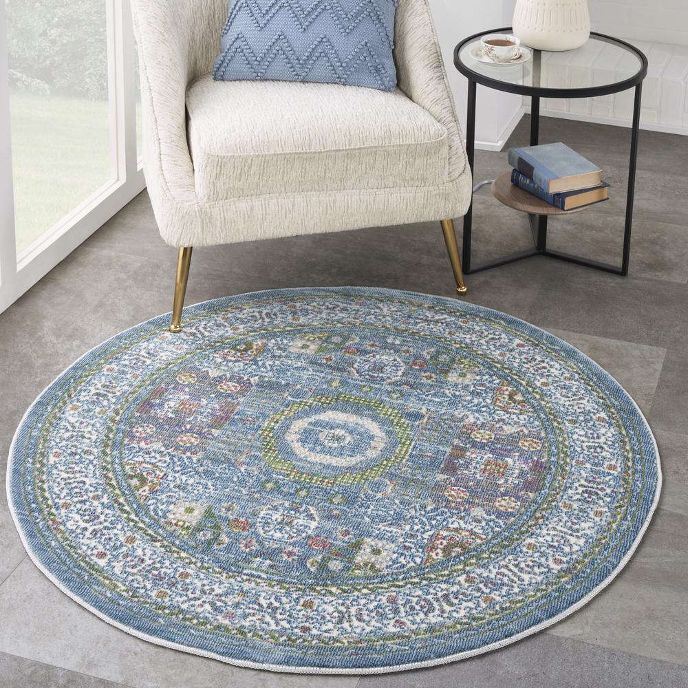 Bohemian Round Area Rug, 4' x Round. Picture 3