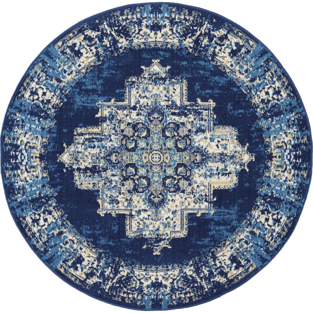 GRF14 Grafix Navy Blue Area Rug- 4' Round. Picture 1