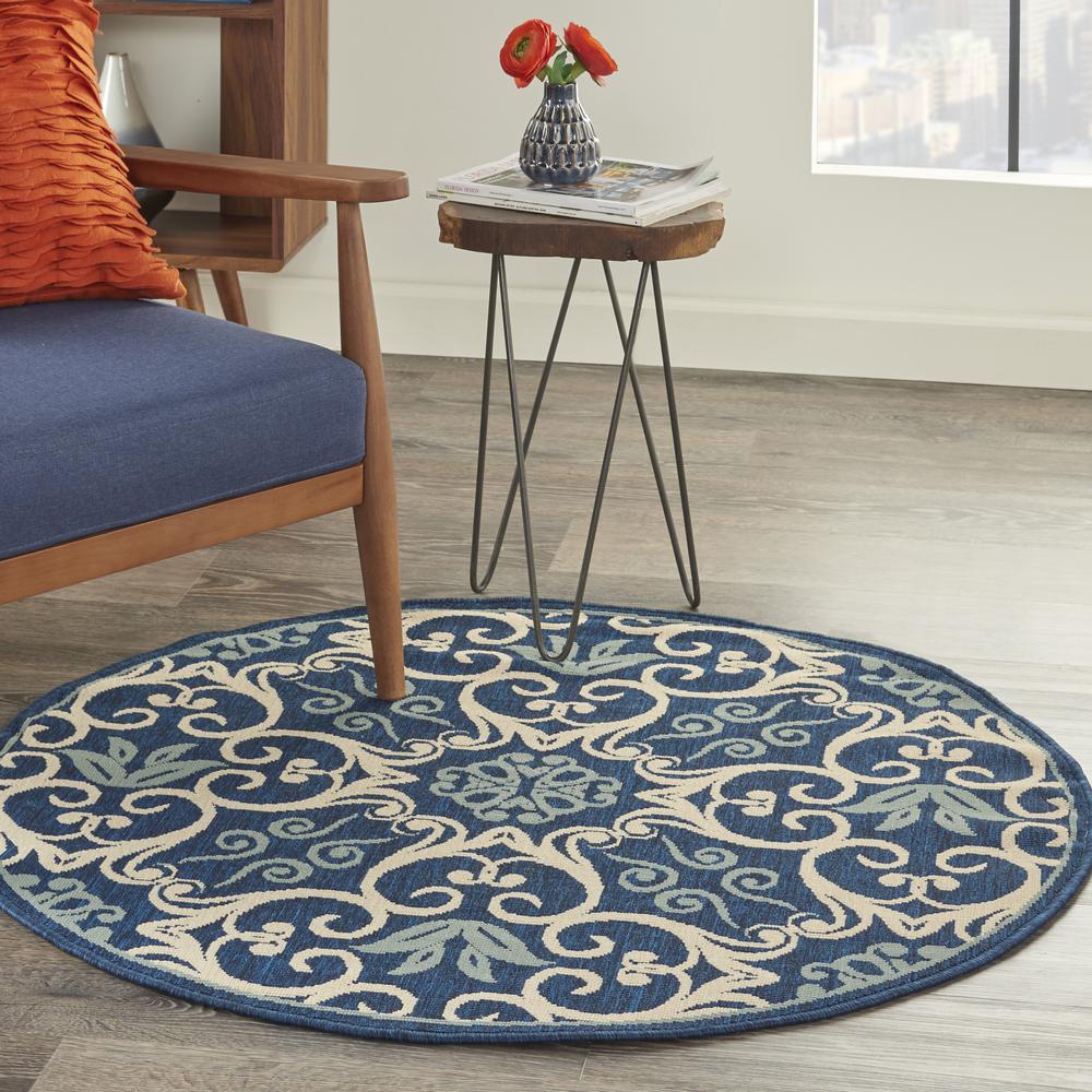 Caribbean Area Rug, Navy, 4' x ROUND. Picture 7