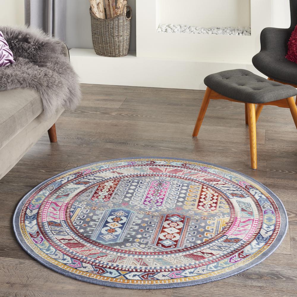 Bohemian Round Area Rug, 4' x Round. Picture 2