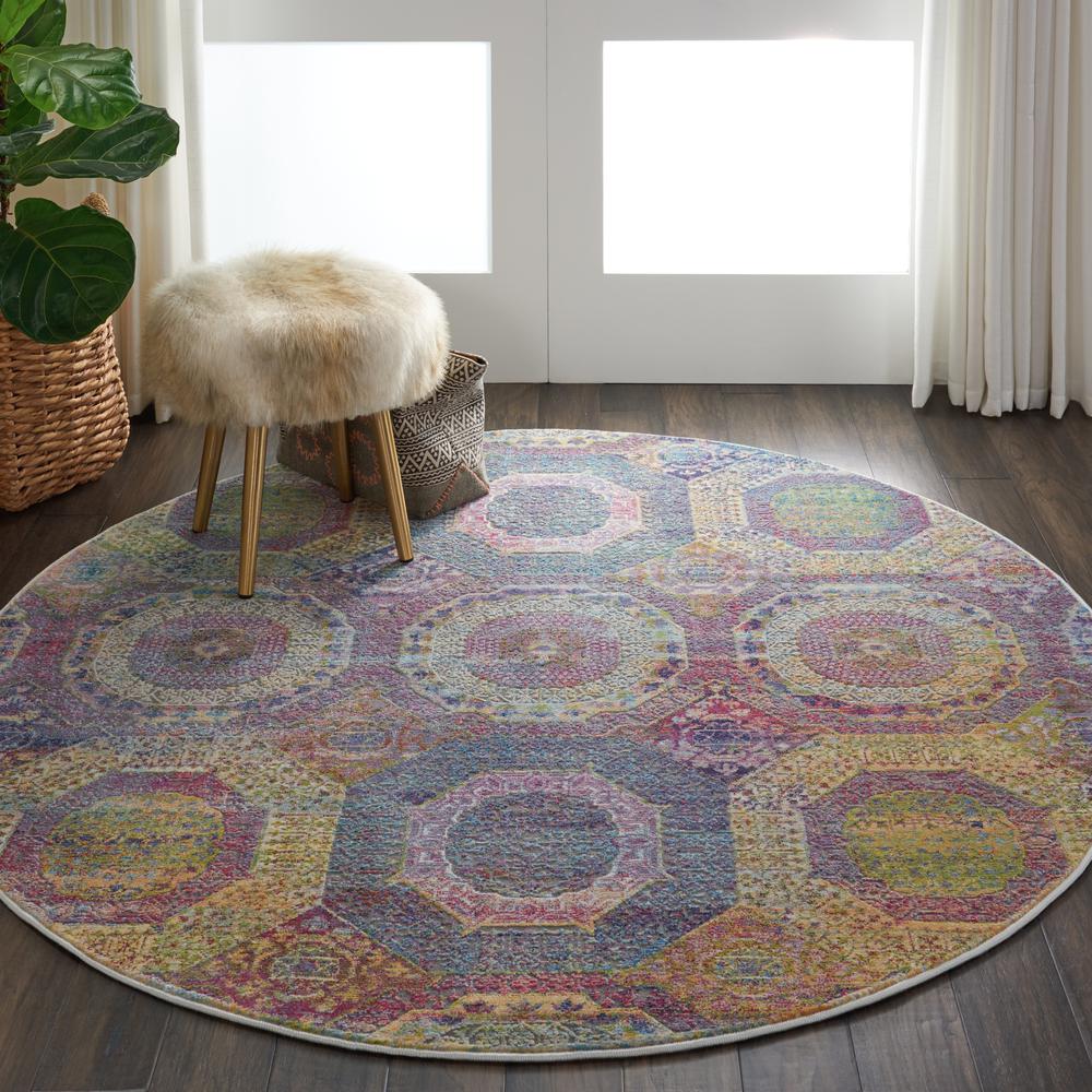 Bohemian Round Area Rug, 6' x Round. Picture 2