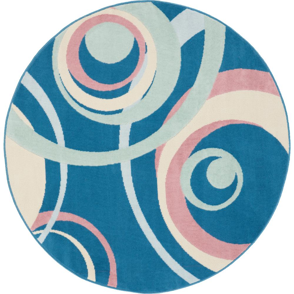 Grafix Area Rug, Blue Multicolor, 5'3"XROUND. Picture 1