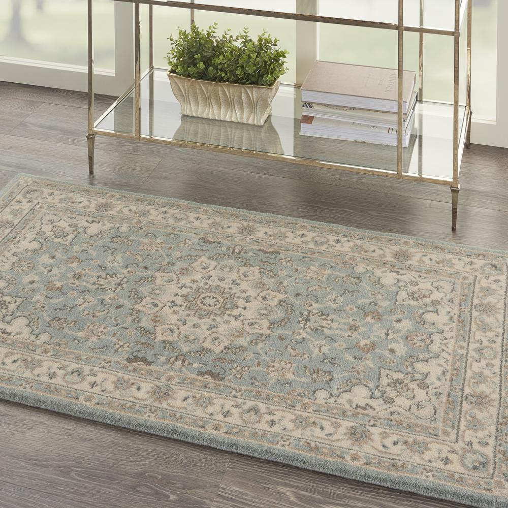 Nourison Living Treasures Area Rug, 2'6" x 4'3", Aqua/Ivory. Picture 9