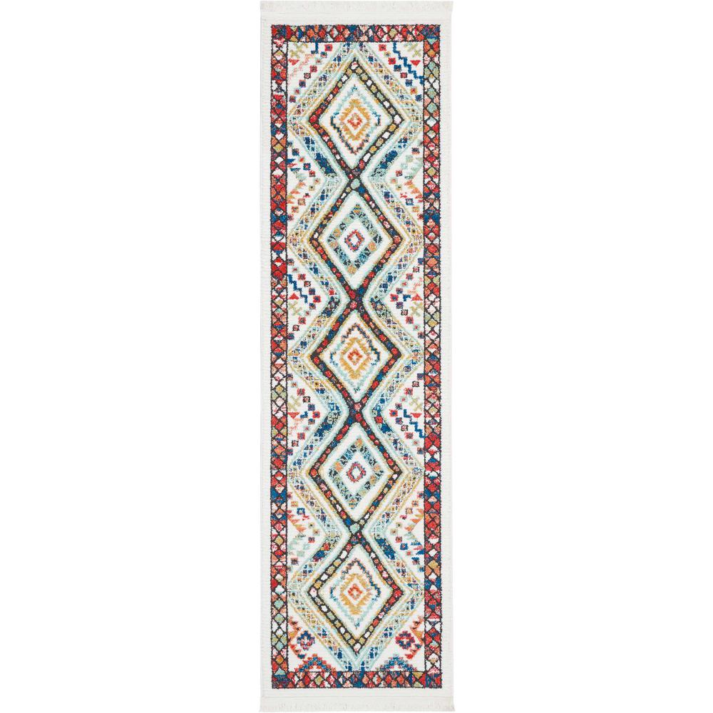 Tribal Decor Area Rug, White, 2'2" x 7'9". Picture 1