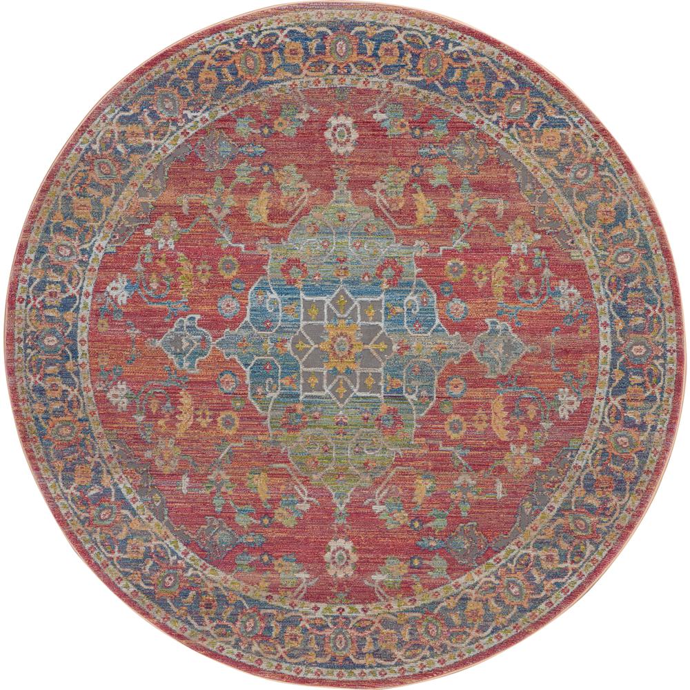 Vintage Round Area Rug, 4' x Round. Picture 1