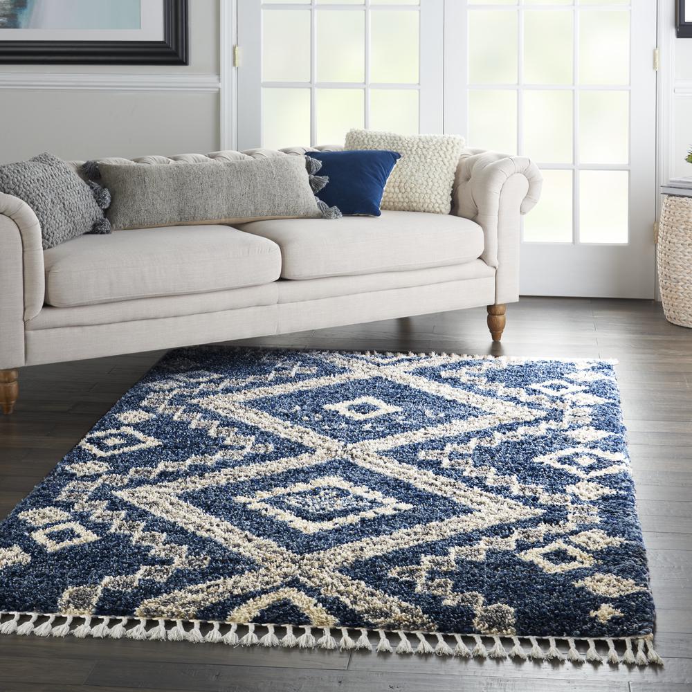 Scandinavian Shag Area Rug, Denim Blue, 4' x 6'. Picture 6
