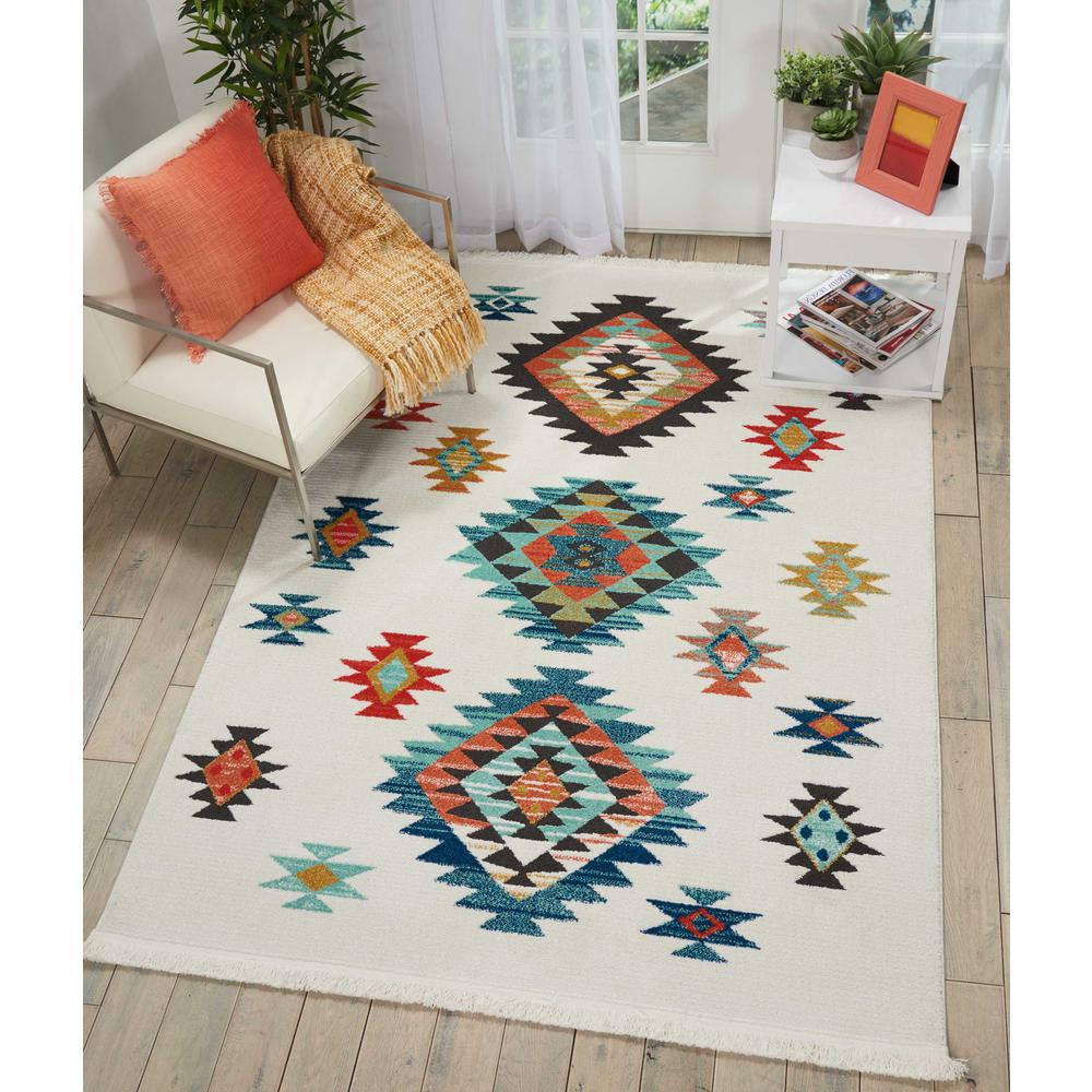 Tribal Decor Area Rug, White, 6'7" x 9'7". Picture 2